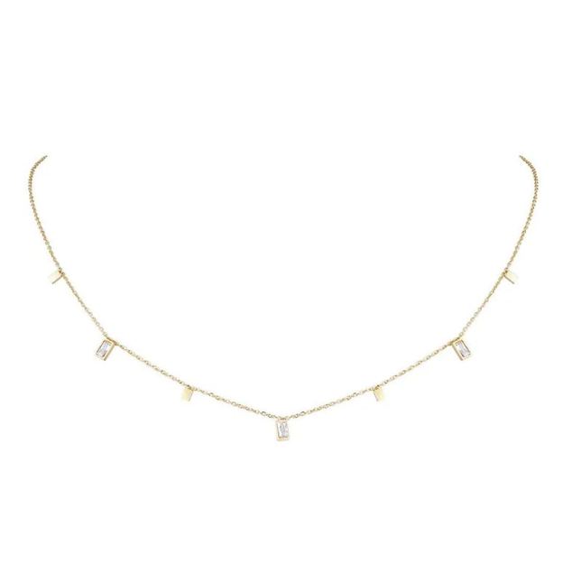 18K Gold Necklace, Gold-Plated, Gemstone Pendant, Fashion Jewelry, Women's Accessories