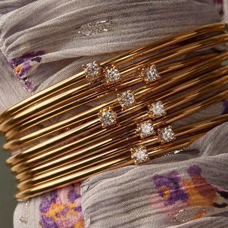 Gold-plated open solitaire bangle bracelet