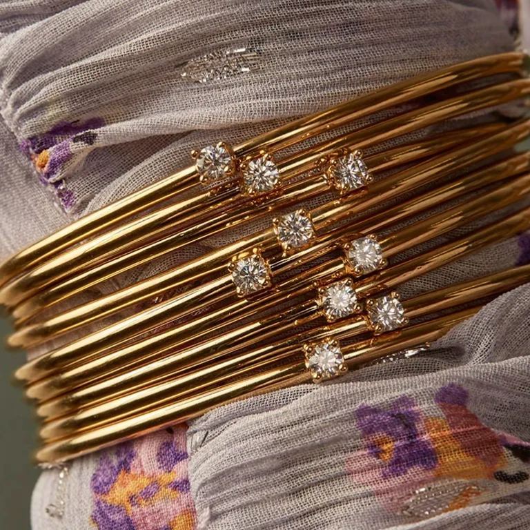 Gold-plated open solitaire bangle bracelet