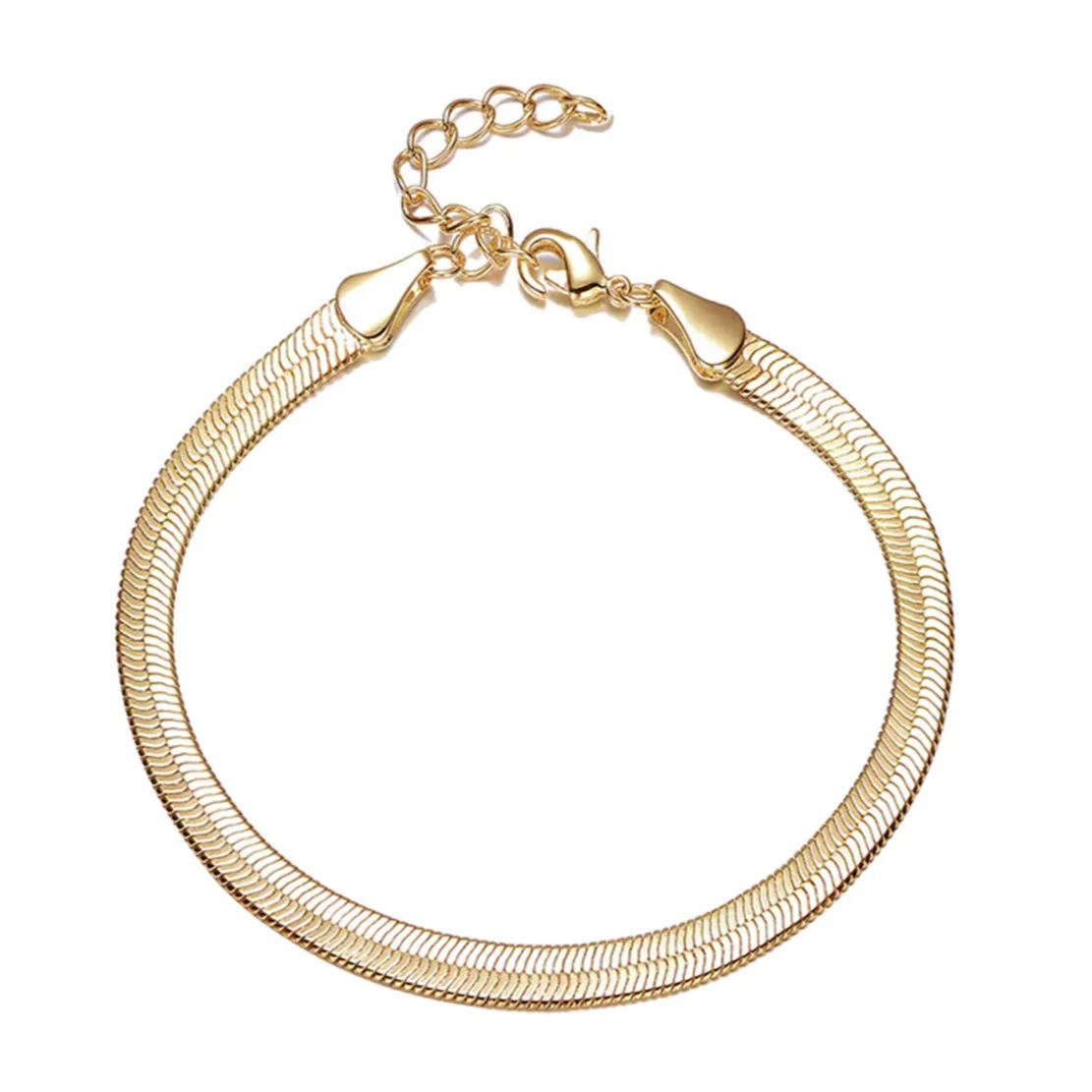 Gold and silver snake chain bangle bracelet