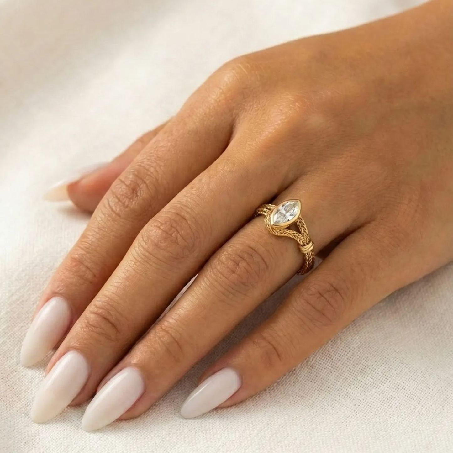 Marquise Soft Chain Ring - Lab Grown Diamond