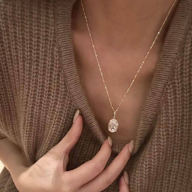 10 Carat High-Carbon Diamond Necklace 925 Silver Rhodium/K Gold – Solar Deca