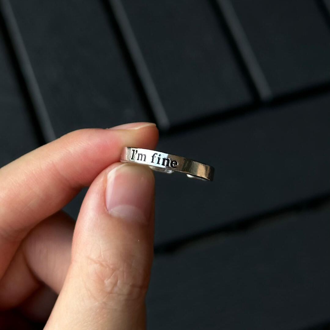 Metaphor Ring Sterling Silver – I'm Fine Save Me Secret Message Anxiety Jewelry