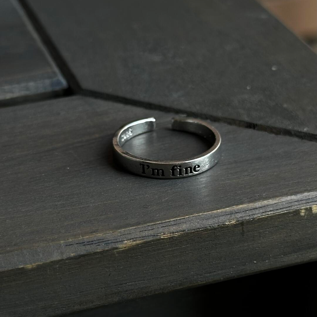 Metaphor Ring Sterling Silver – I'm Fine Save Me Secret Message Anxiety Jewelry