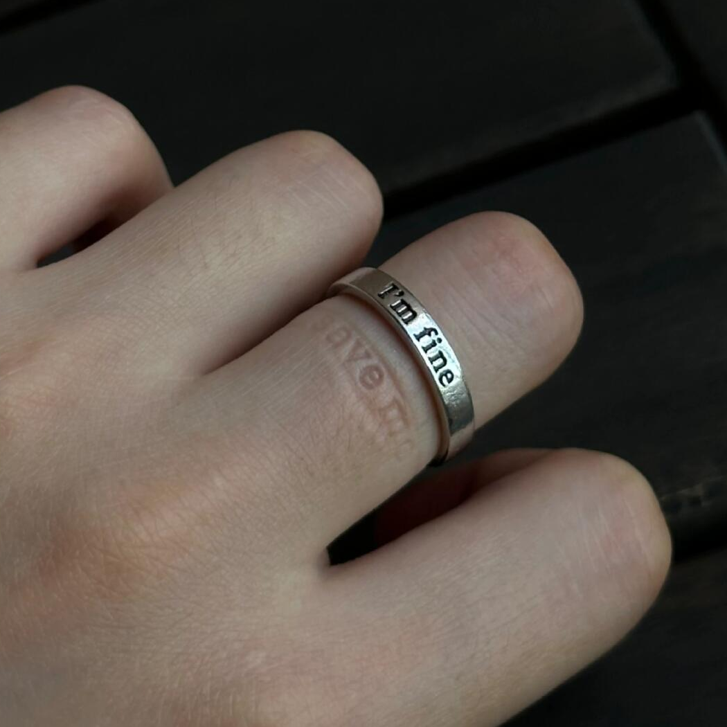 Metaphor Ring Sterling Silver – I'm Fine Save Me Secret Message Anxiety Jewelry