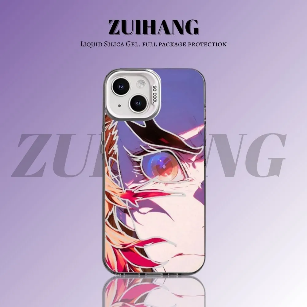 鬼滅之刃彩銀線條漸變防摔手機殼