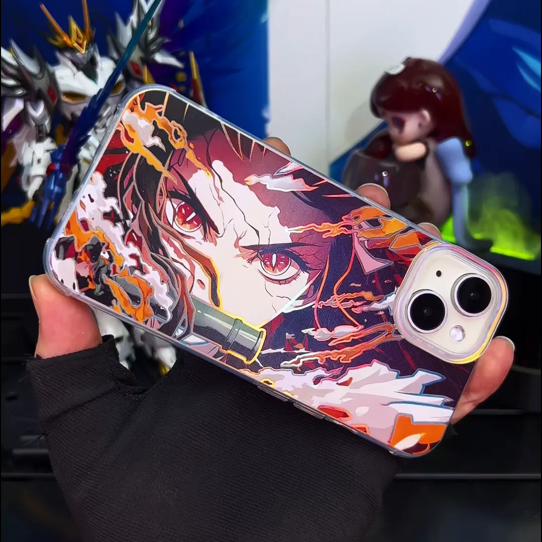 鬼滅之刃 極光\彩銀 線條漸變防摔手機殼