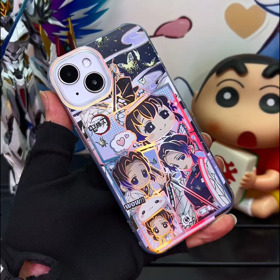 鬼滅之刃 極光\彩銀 線條漸變防摔手機殼