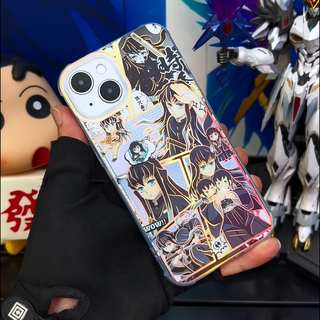鬼滅之刃 極光\彩銀 線條漸變防摔手機殼