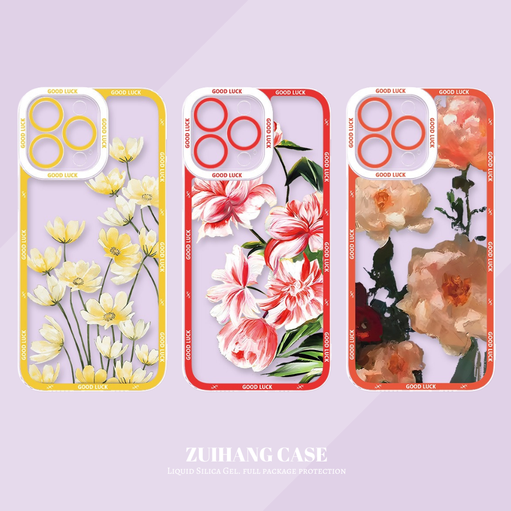 花海油畫天使眼透明防摔軟殼