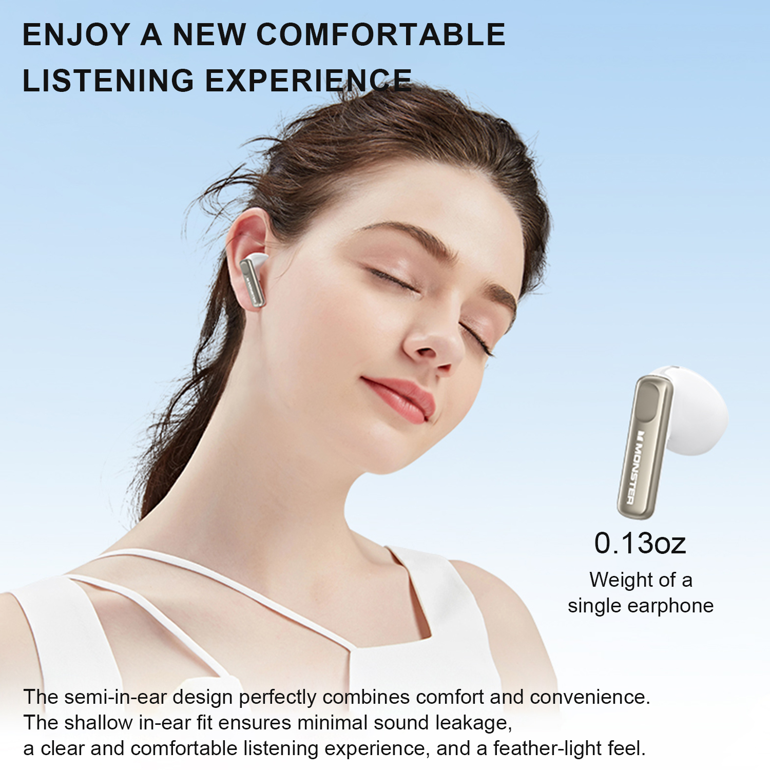 Monster N-Lite 209 Wireless Earbuds - AI-Powered Technology - Water Resistant IPX5