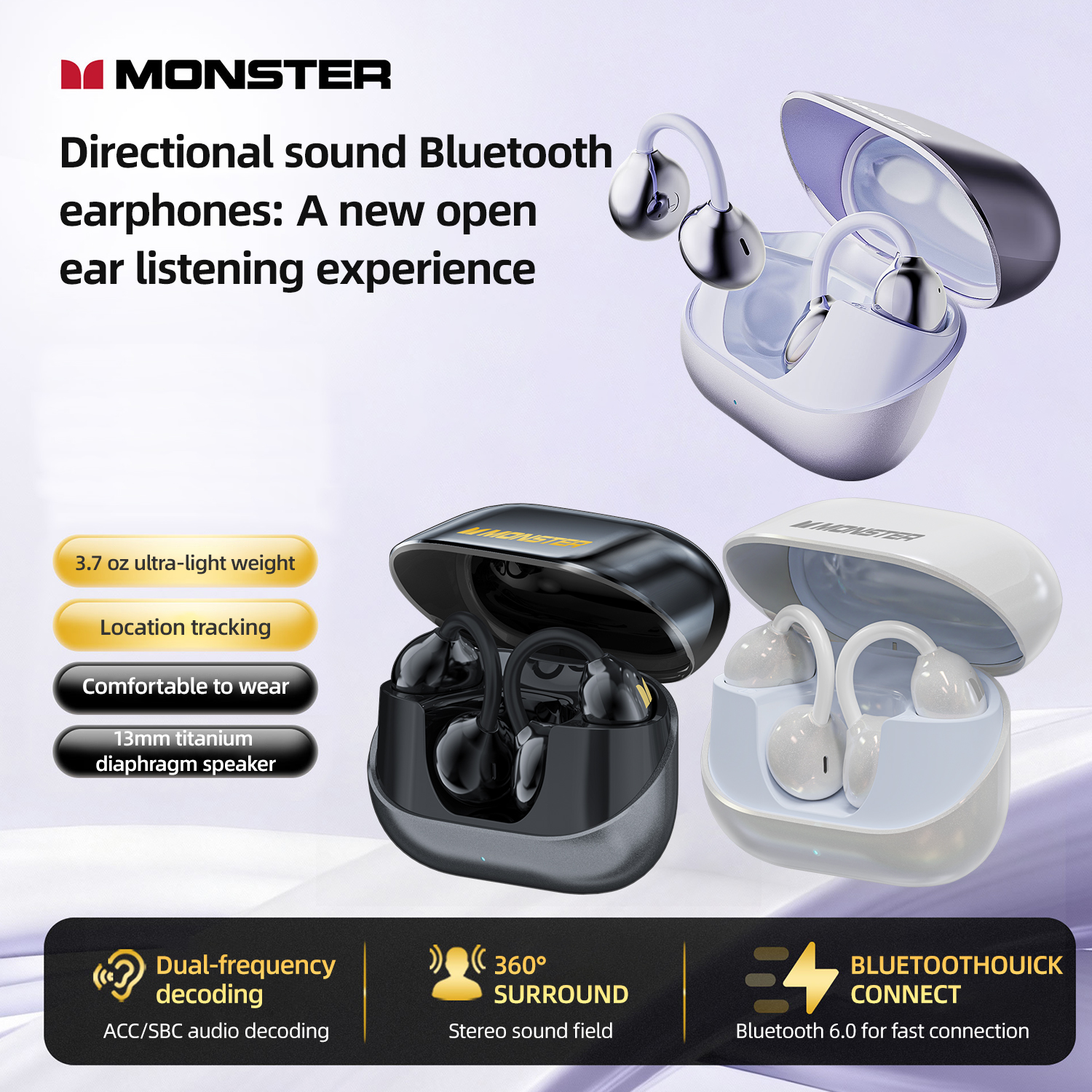 Monster AC235 Open-Ear Bluetooth 6.0