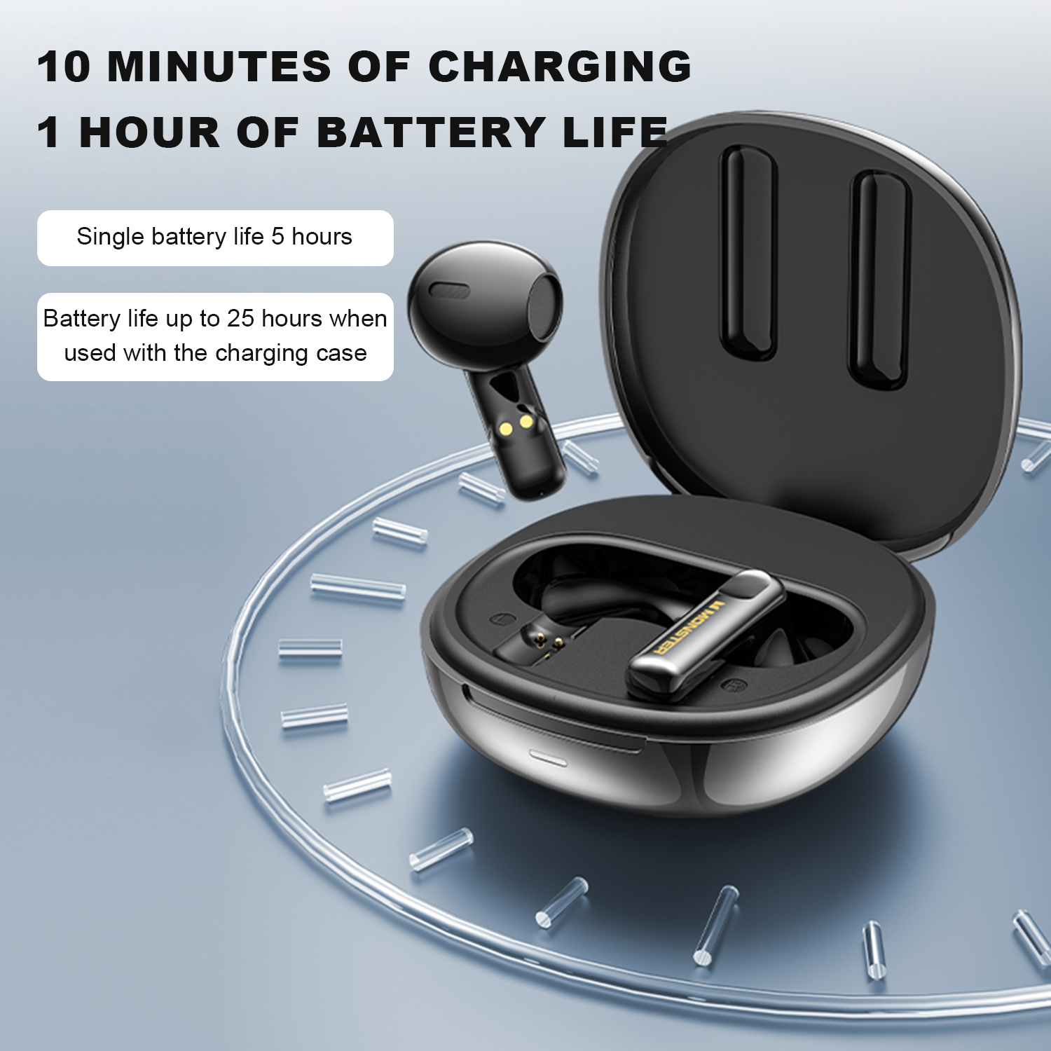 Monster N-Lite 209 Wireless Earbuds - AI-Powered Technology - Water Resistant IPX5