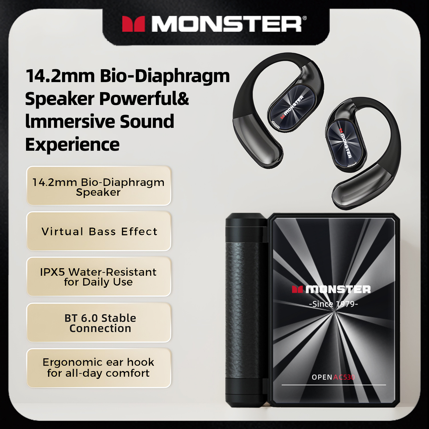 Monster AC530 Open-Ear Bluetooth 6.0