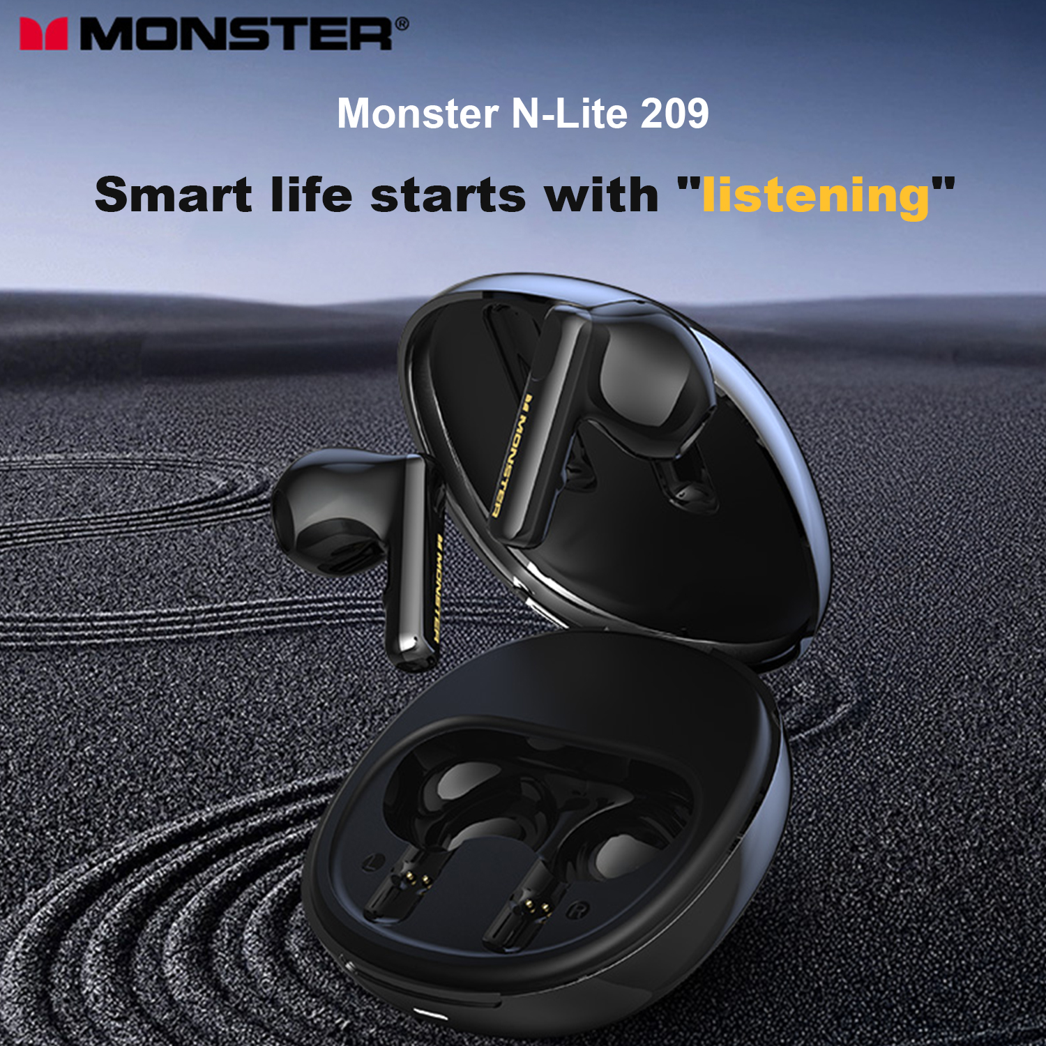 Monster N-Lite 209 Wireless Earbuds - AI-Powered Technology - Water Resistant IPX5