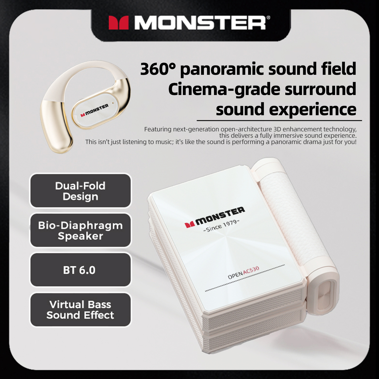 Monster AC530 Open-Ear Bluetooth 6.0