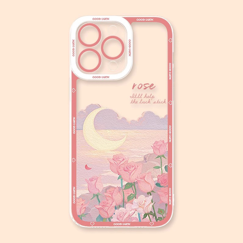 花海油畫天使眼透明防摔軟殼