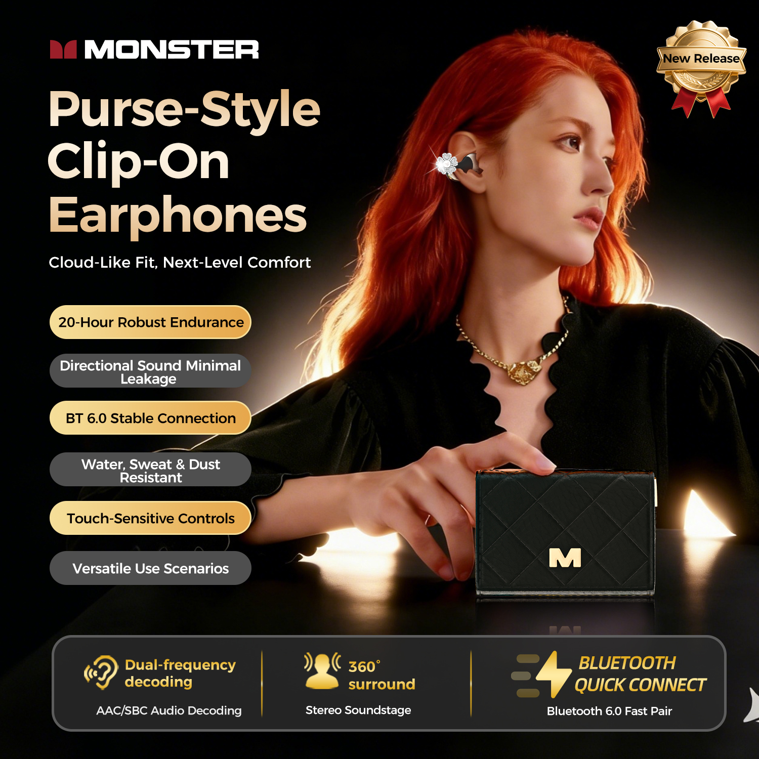 Monster AC739 Purse-Style Clip-On Earphones