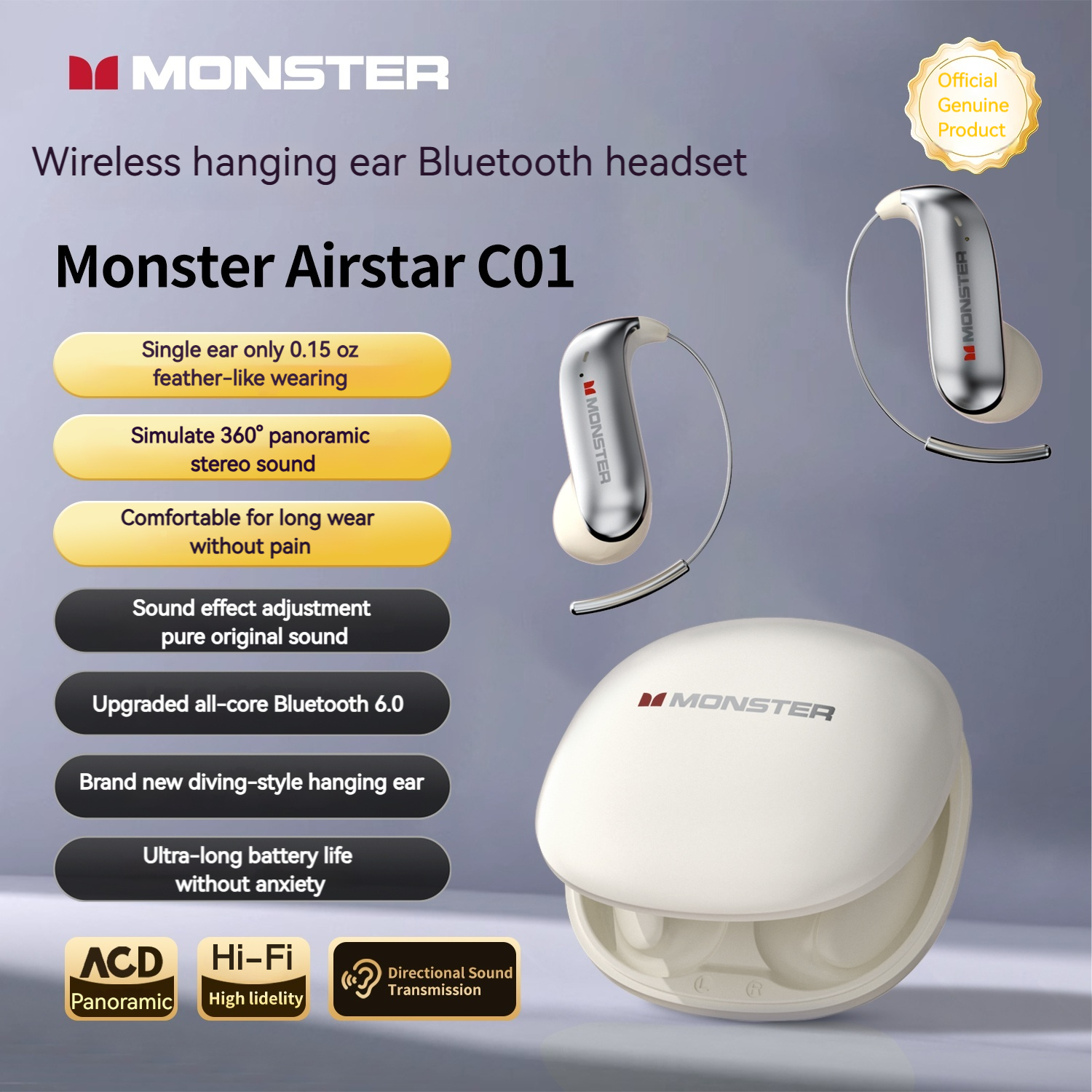 Monster Airstar C01 Open-Ear Bluetooth 6.0