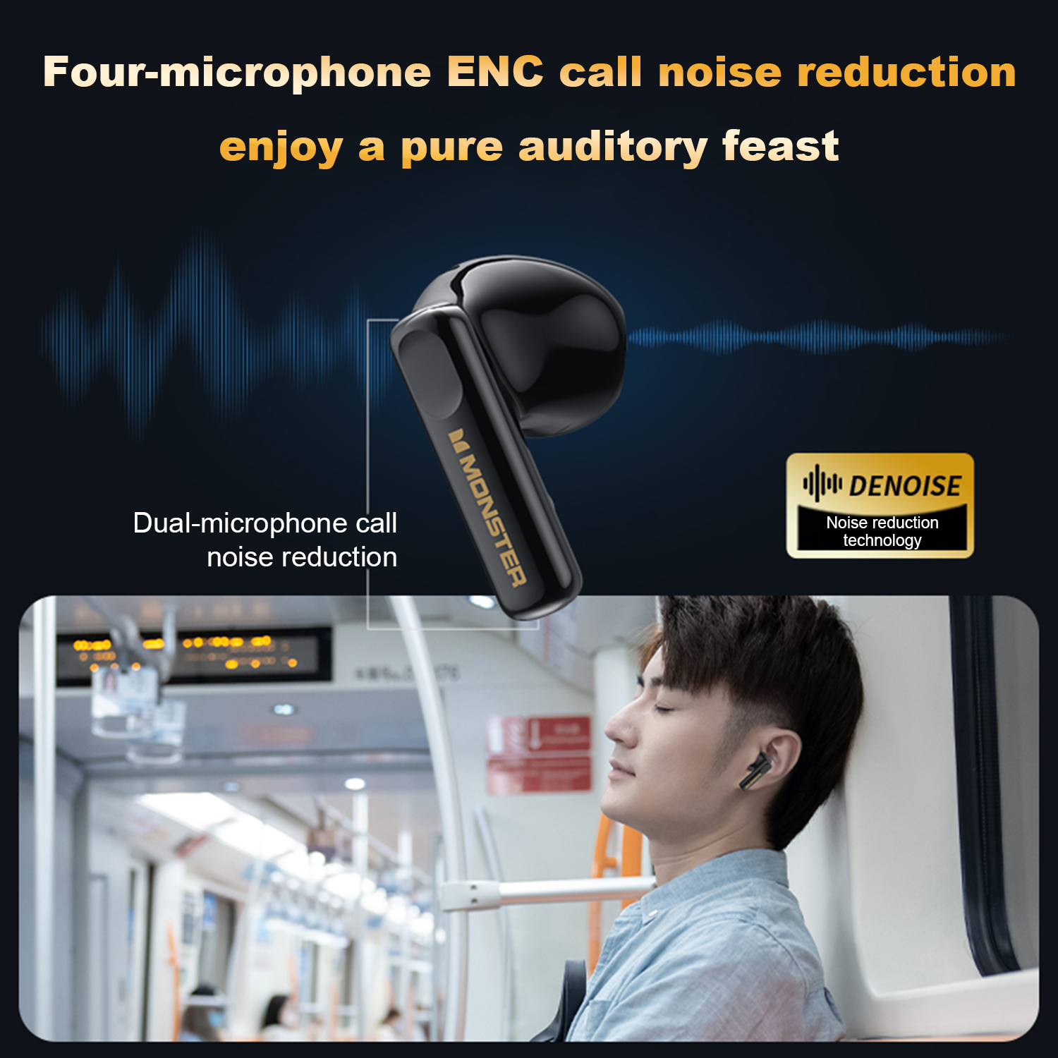 Monster N-Lite 209 Wireless Earbuds - AI-Powered Technology - Water Resistant IPX5