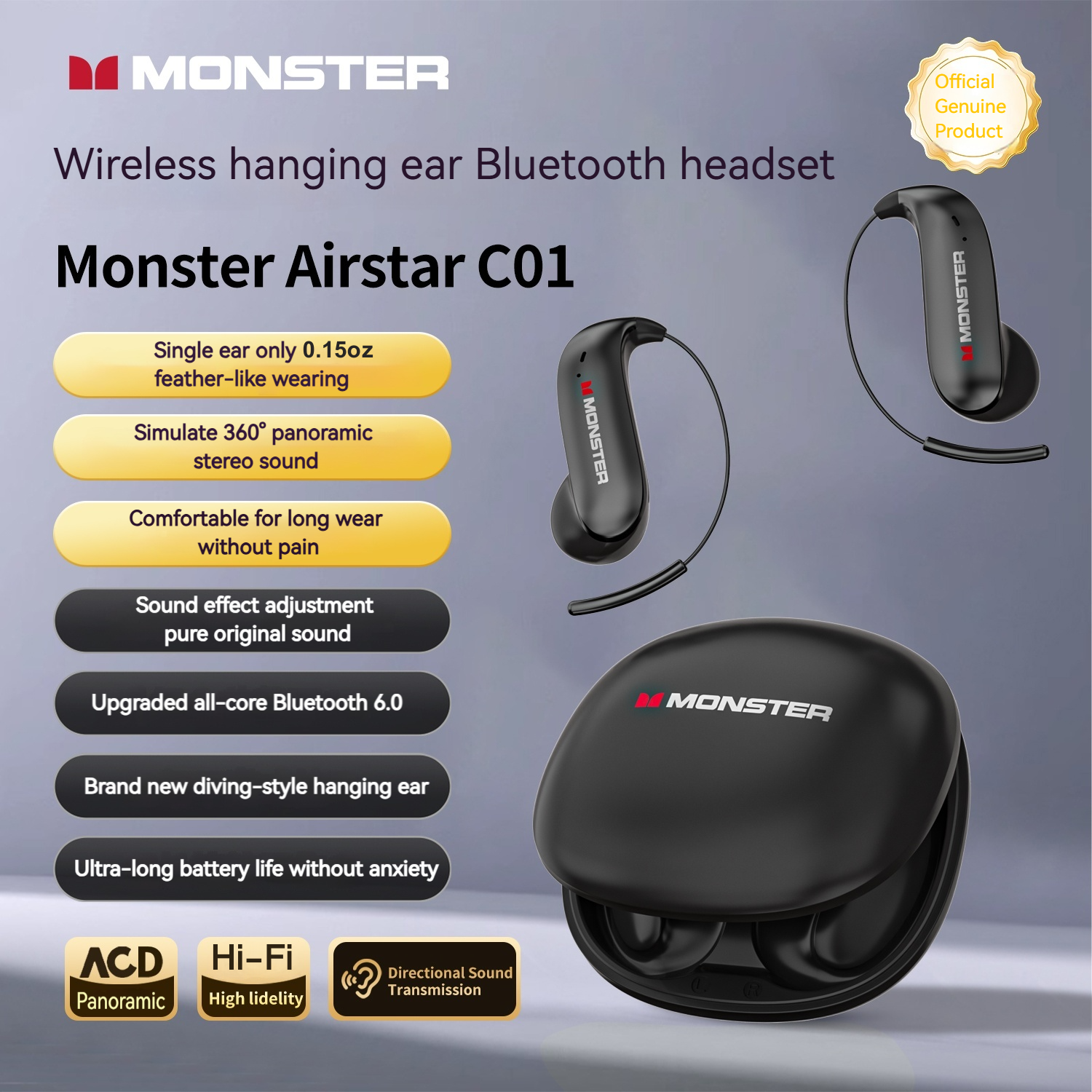 Monster Airstar C01 Open-Ear Bluetooth 6.0