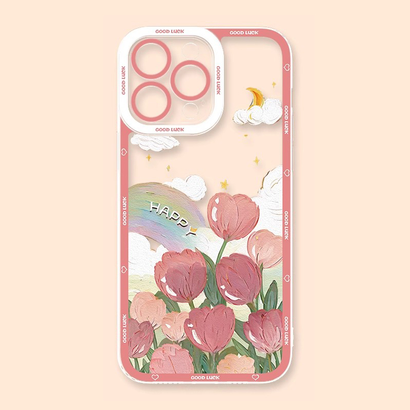 花海油畫天使眼透明防摔軟殼