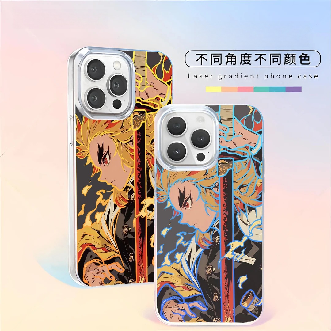 鬼滅之刃 極光\彩銀 線條漸變防摔手機殼