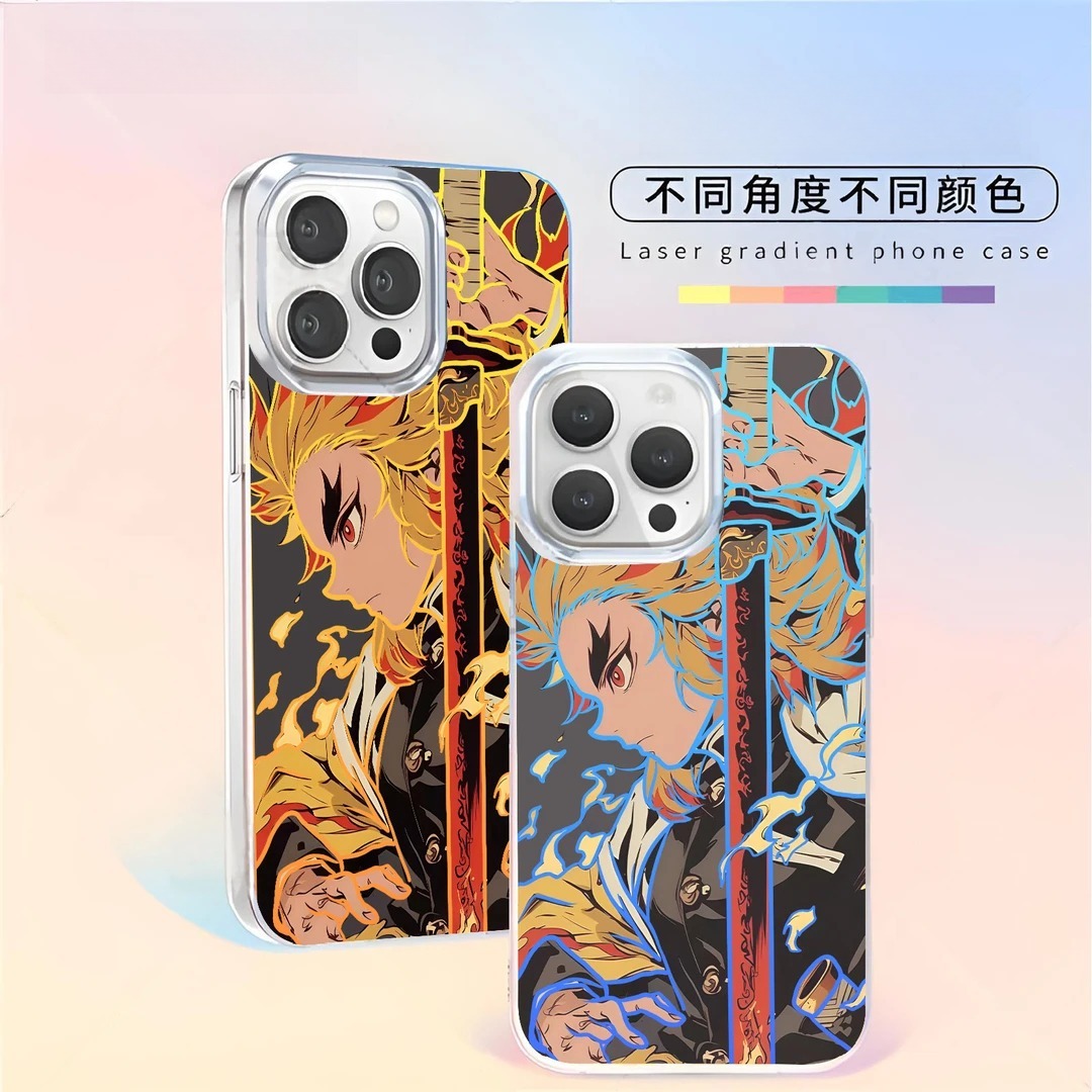 鬼滅之刃 極光\彩銀 線條漸變防摔手機殼