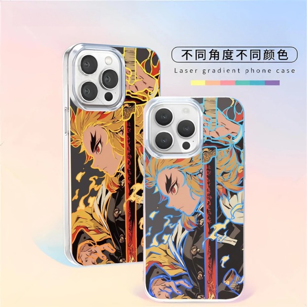 鬼滅之刃 極光\彩銀 線條漸變防摔手機殼