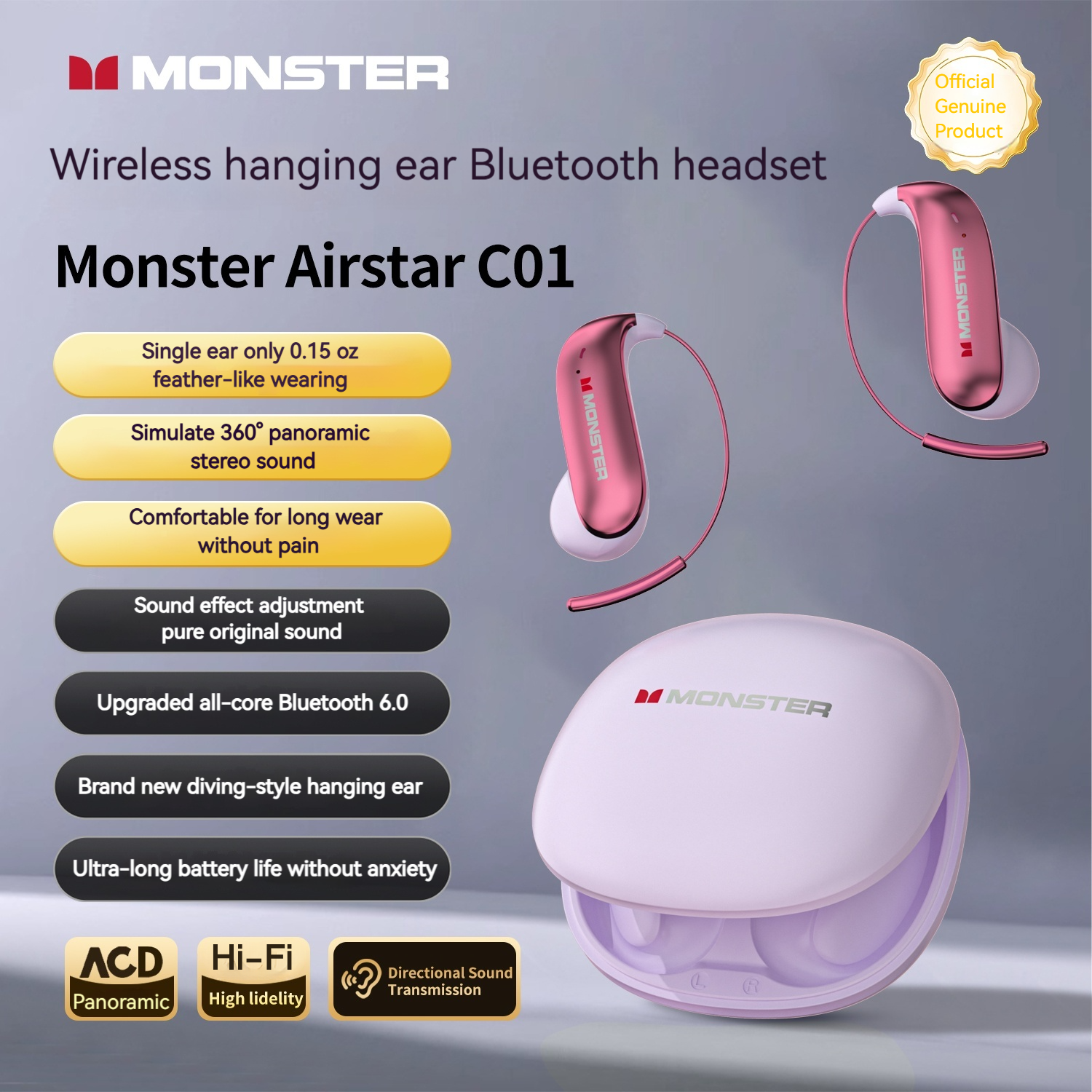 Monster Airstar C01 Open-Ear Bluetooth 6.0