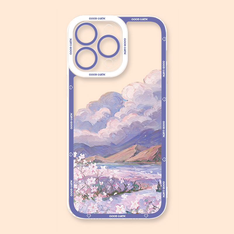 花海油畫天使眼透明防摔軟殼