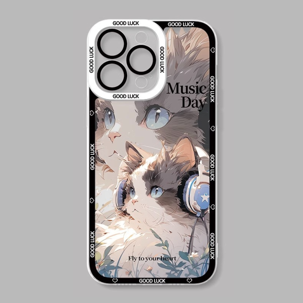 可愛貓貓天使眼透明防摔軟殼