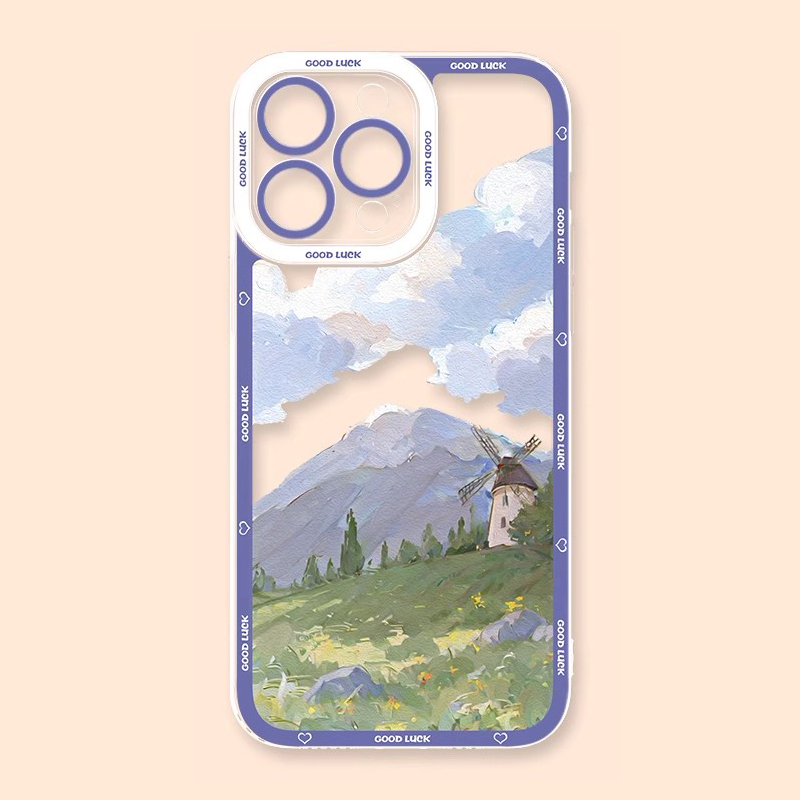 花海油畫天使眼透明防摔軟殼