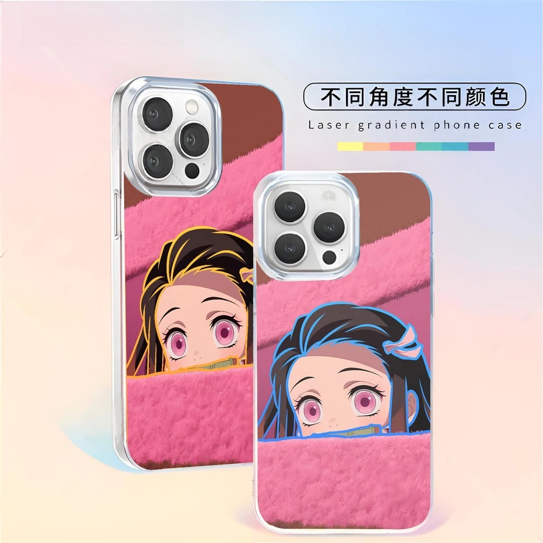 鬼滅之刃 極光\彩銀 線條漸變防摔手機殼