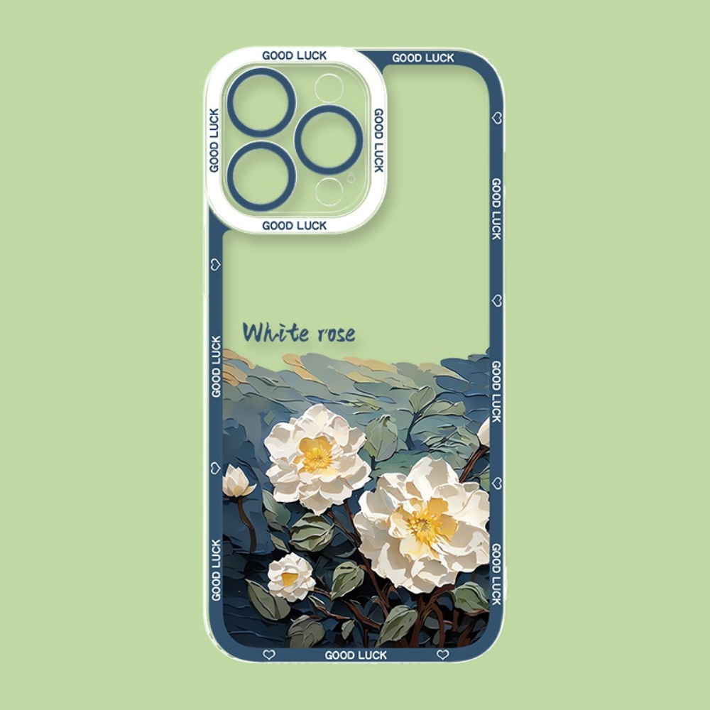 花海油畫天使眼透明防摔軟殼