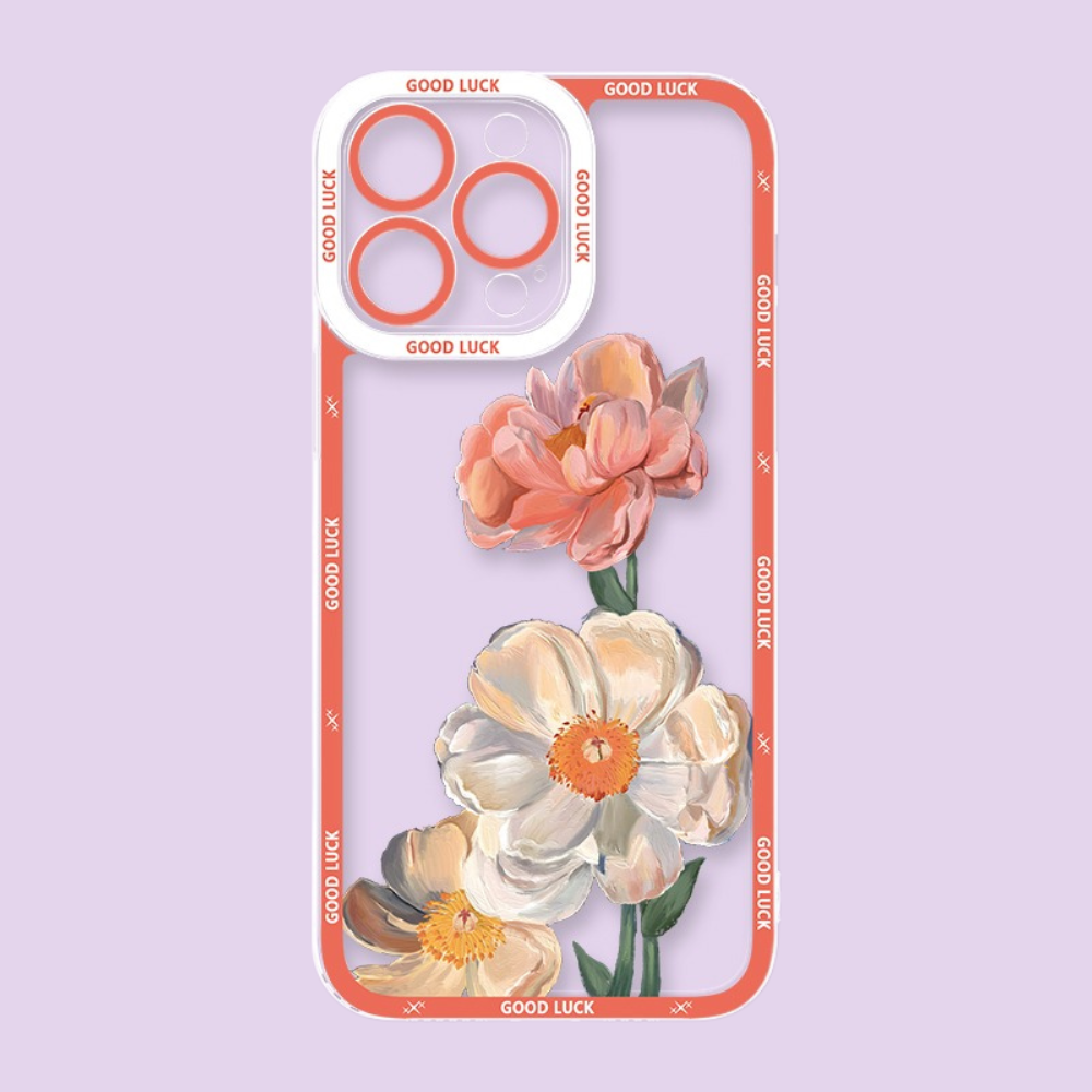 花海油畫天使眼透明防摔軟殼