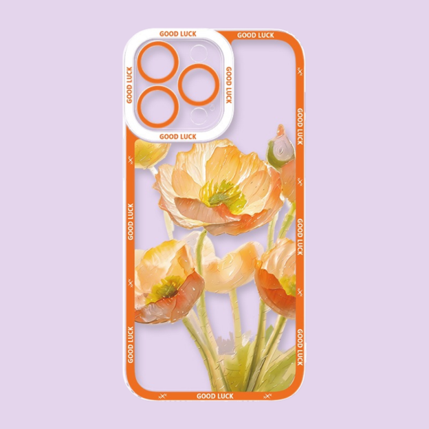 花海油畫天使眼透明防摔軟殼