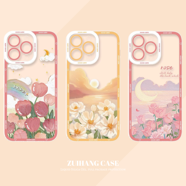 花海油畫天使眼透明防摔軟殼