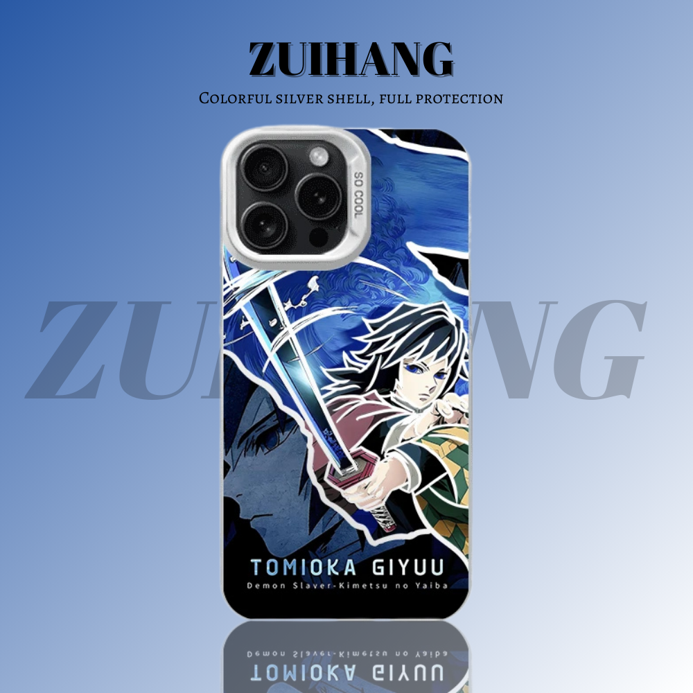 鬼滅之刃彩銀線條漸變防摔手機殼