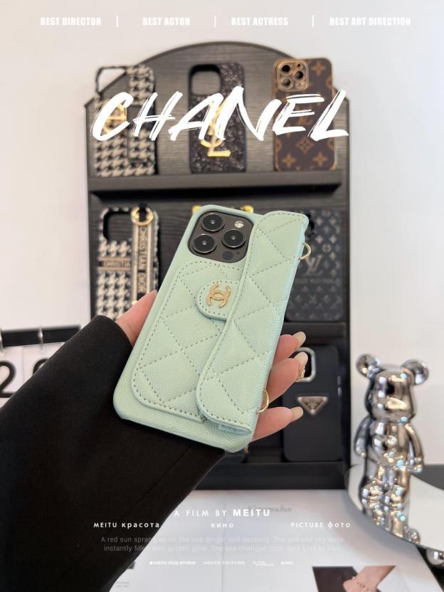 香奈兒荔枝紋卡包鏈條手機殼