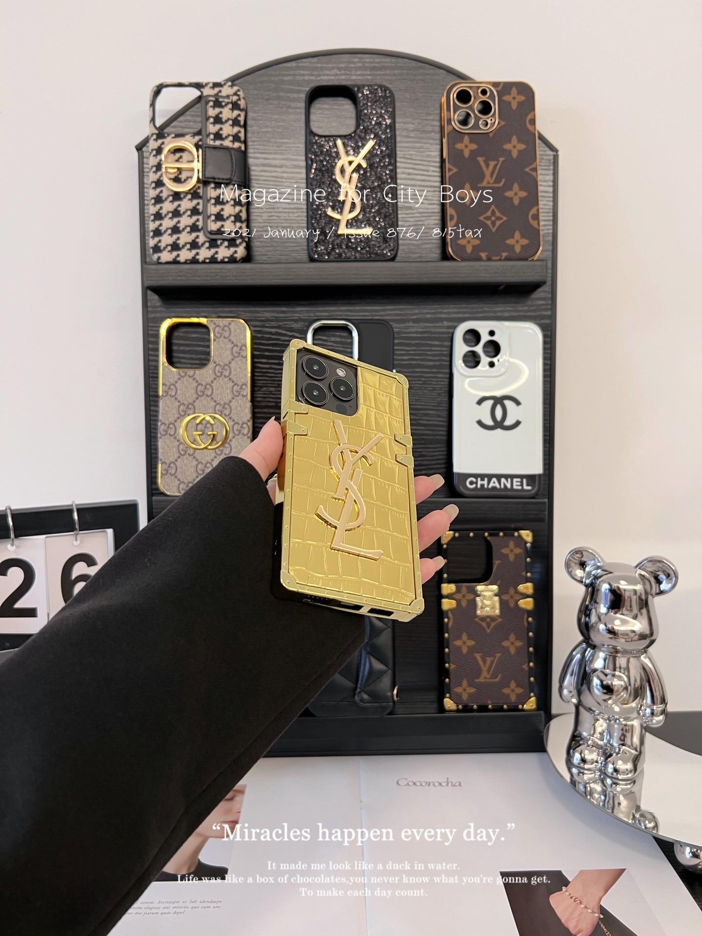 聖羅蘭鱷魚紋金屬全包手機殼