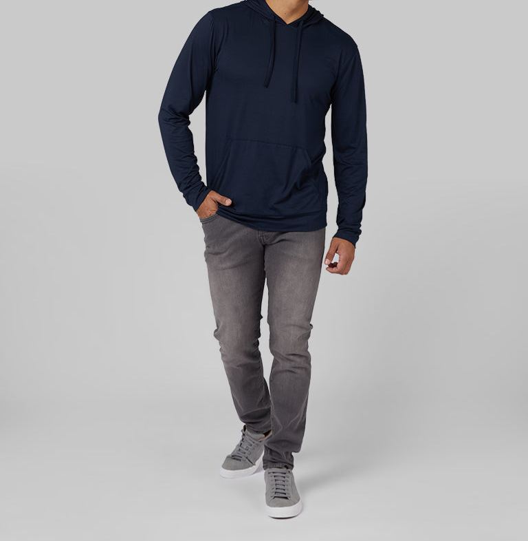 MEN'S COOL LONG SLEEVE HOODED T-SHIRT
