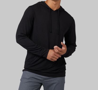 MEN'S COOL LONG SLEEVE HOODED T-SHIRT