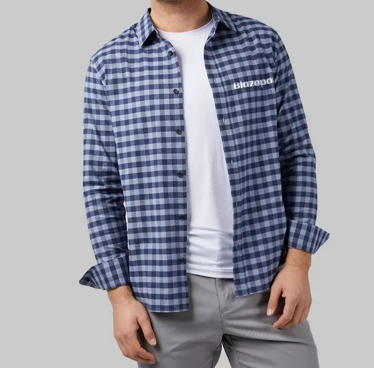 MEN'S SOFT PLAID LONG SLEEVE BUTTON-UP