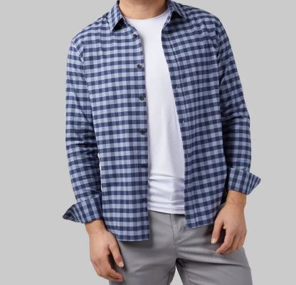MEN'S SOFT PLAID LONG SLEEVE BUTTON-UP