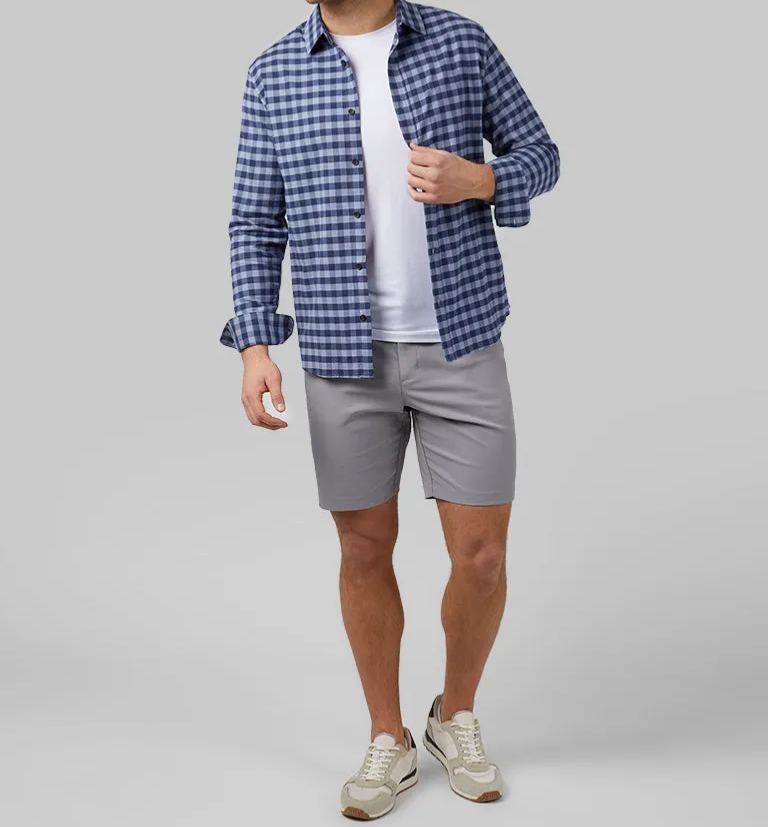 MEN'S SOFT PLAID LONG SLEEVE BUTTON-UP
