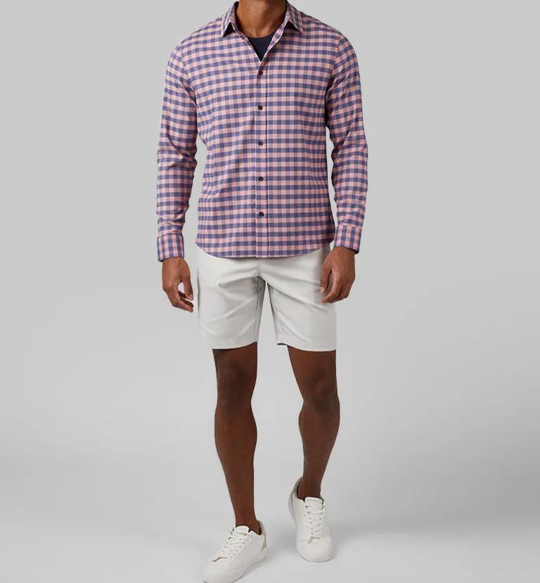 MEN'S SOFT PLAID LONG SLEEVE BUTTON-UP