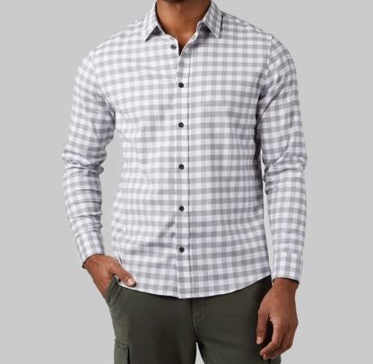 MEN'S SOFT PLAID LONG SLEEVE BUTTON-UP