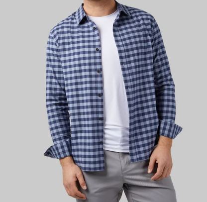 MEN'S SOFT PLAID LONG SLEEVE BUTTON-UP