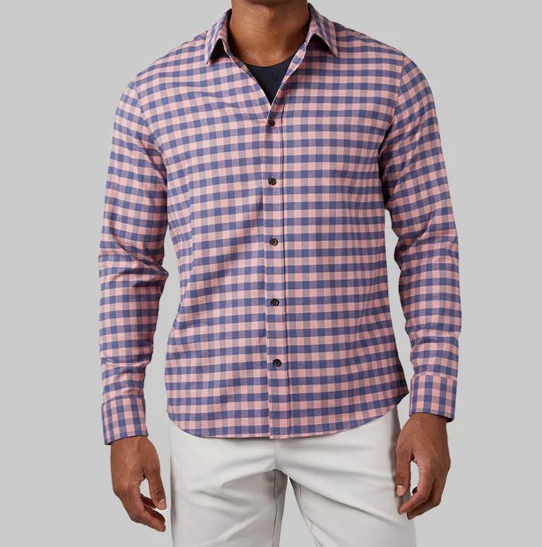 MEN'S SOFT PLAID LONG SLEEVE BUTTON-UP
